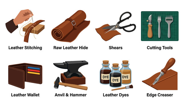 Leather crafting tools and techniques for making a leather wallet