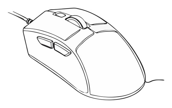 Minimalist line-art gaming mouse with neon accents i.... Generative AI