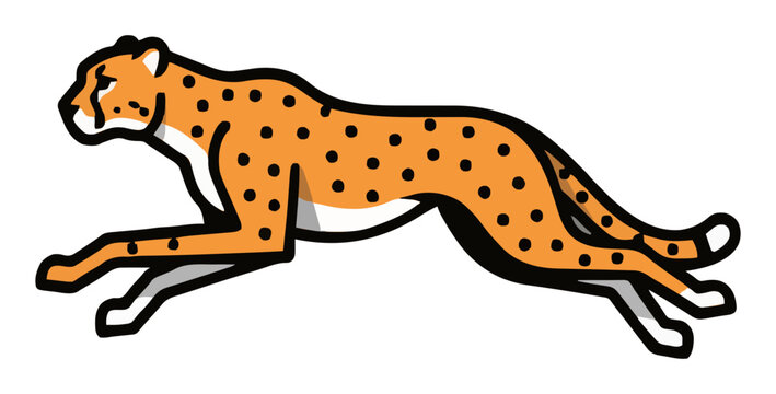 Minimalist Line Art Cheetah Jumping Icon. Generative AI
