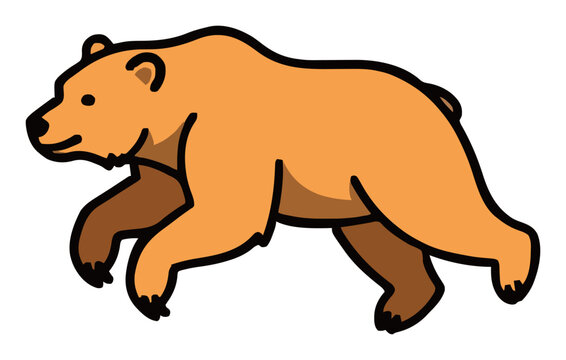 Minimalist Line-Art Grizzly Bear Jumping Icon. Generative AI
