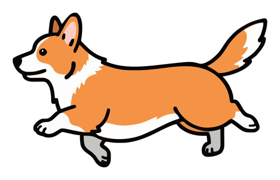 Minimalist continuous line-art vector corgi dog icon.. Generative AI