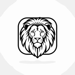 Obraz premium Majestic lion head illustration in a rounded square frame