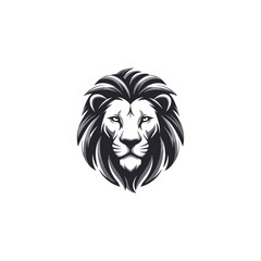 Obraz premium Modern stylized lion head illustration in monochromatic black and white