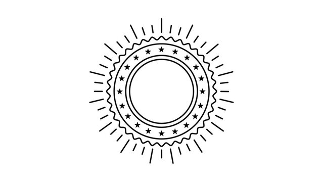 Minimalist black line vector icon illustration of a notary seal or official stamp on a white background, clean scalable circular emboss design for legal, business, and certification documents.
