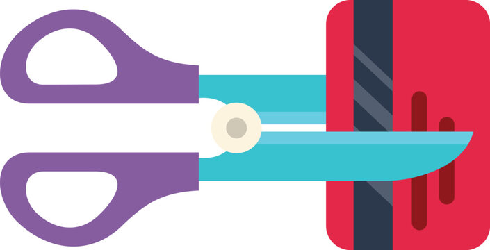 Illustration symbolizing debt control and financial independence through card cutting