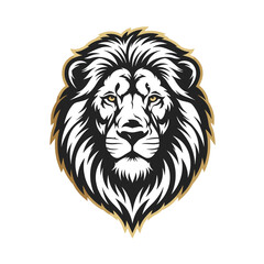 Fototapeta premium Stylized lion head facing forward with a majestic golden mane outline