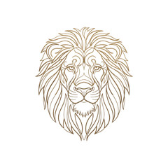Obraz premium Stylized golden line art illustration of a majestic lion head with intricate mane