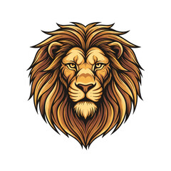 Obraz premium Stylized lion head illustration with a majestic golden mane on a white background