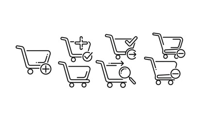 Monoline shopping cart icons set ecommerce outline web UI vector collection © MD AJIJUL HAKIM