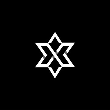 Letter X David Star Monogram. Star Letter X Logo. Hexagonal Letter X Logo. Infinity Letter X Monogram. Modern Geometric Letter X Monogram Logo with Minimalist Star of David. 