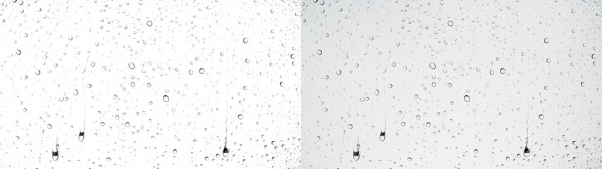 Water drops rainy glass window overlay with dense droplets on PNG transparent background © Transparent