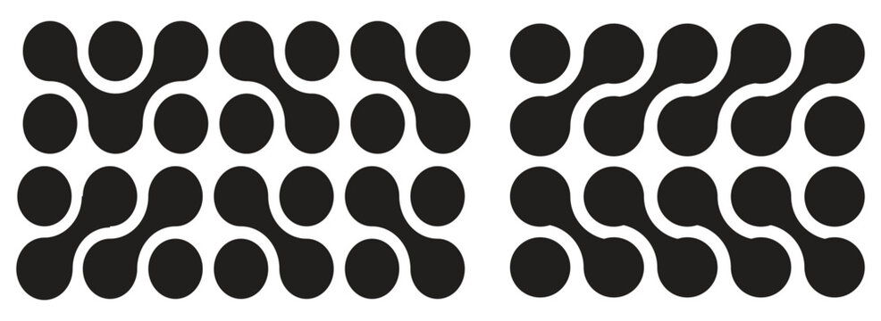 Diagonal metaball connected circles shape. Connected dots icons. Circles pattern sign. Diagonal metaball connected circles shape.