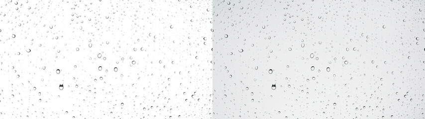Fototapeta premium Water drops rainy glass window overlay with misty condensation on PNG transparent background