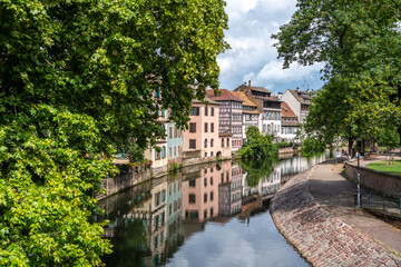 Obraz premium Canal and riverside park in Strasbourg France