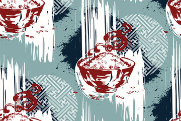 rise abstract seamless pattern design brush strokes japanese chinese vector ink traditional asian design isolated © CharlieNati