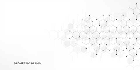 Graphic design element with abstract geometric background of simple hexagon pattern
