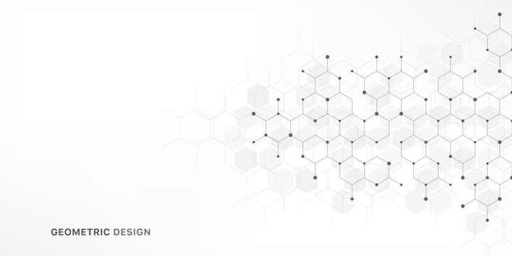 Graphic design element with abstract geometric background of simple hexagon pattern