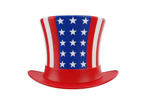 Uncle sams hat with american flag design and stars for patriotic celebrations and holidays.
