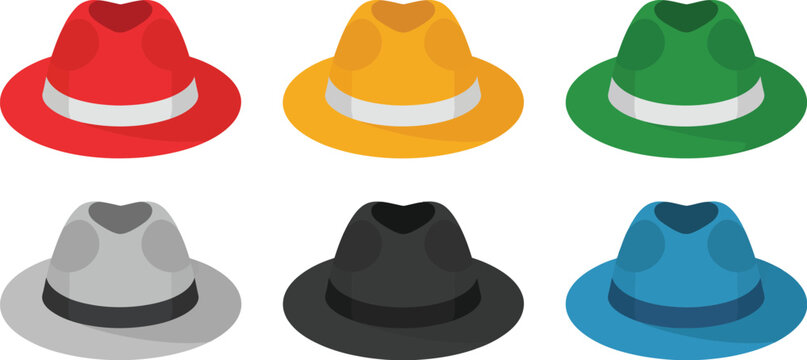 Six Color Hats Vector Icons representing creative thinking method problem solving decision making teamwork strategy and business brainstorming concept illustration