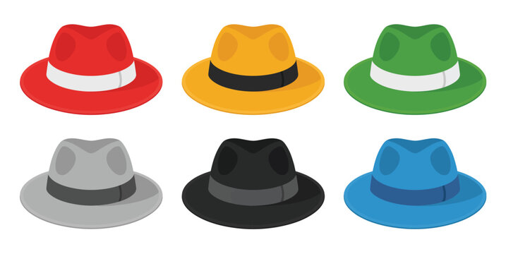 Six Color Hats Vector Icons showing six thinking hats technique leadership planning analysis innovation and structured decision making process design