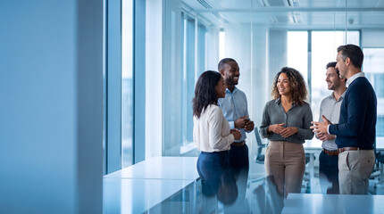 Fototapeta premium Diverse business team collaborating during an office meeting