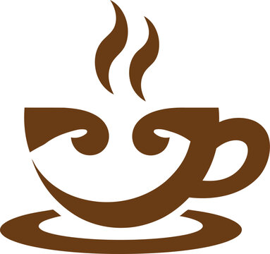 Smile Coffee Vector Logo Template showing cheerful cafe emblem coffee cup smile icon branding identity and creative restaurant marketing design concept