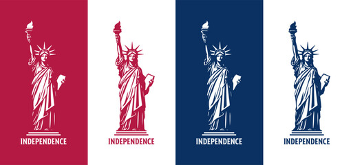 the silhouette of liberty statue in 4 option colours © Yanti83