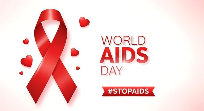 World aids day awareness a red ribbon symbolizing hope and solidarity