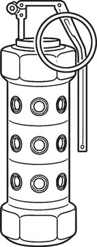 Flashbang grenade line art vector stun grenade illustration black and white clean outline EPS ready isolated object