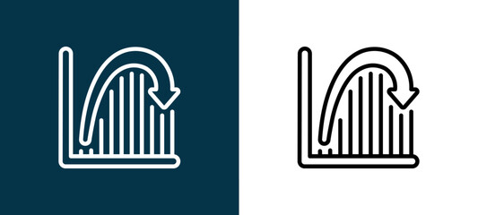 Obraz premium Two-color graph outline icon pair in black and white, editable stroke vector illustration for web, mobile apps, UI design, branding, and print from Trading