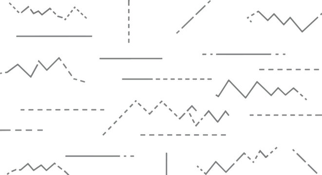 abstract line patterns with dashed and zigzag lines on white background