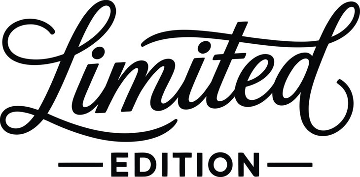 Limited edition script lettering with sans serif block text isolated on transparent background.
