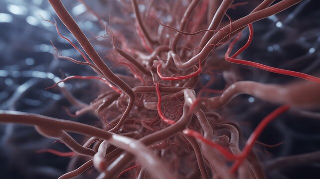 Detailed representation of human blood vessels and capillaries