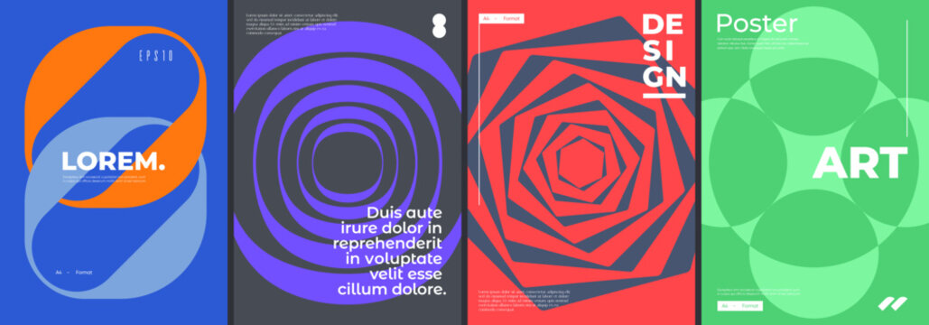Trendy posters with different geometric design.