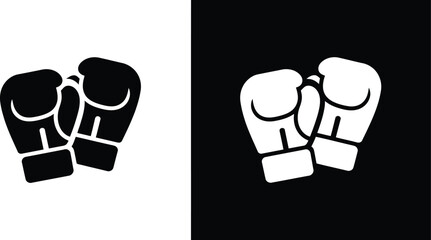 Vector Boxing Gloves Icon Two Tone Design on Black and White Background representing sport training fitness competition and boxing equipment concept illustration © EQBAL BASAR HABIB