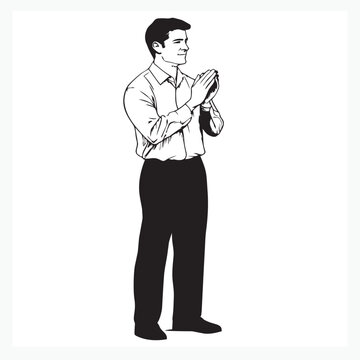 silhouette of a businessman with apologetic hands