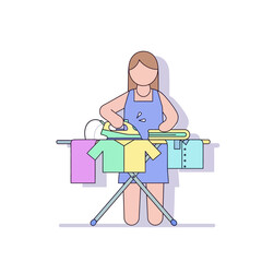 Fototapeta premium Woman ironing clothes on board