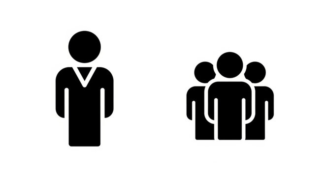 Single Person Versus Group of People Icon Representation.