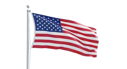 Obraz premium Waving american flag on a white background symbol of freedom and national pride