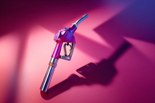 Creative illustration of fuel price surge. Luxury portrait. Bold colors, bold message: fuel nozzle and price indicator. Opulent look. Extravagant style.
