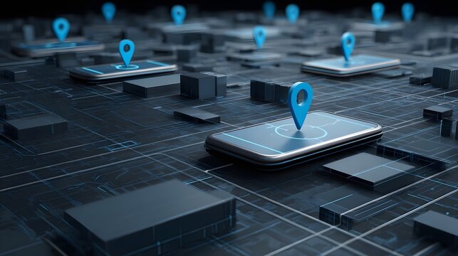 Location Based Service Technology &ndash; Smart Geo Targeting And Digital Mapping Concept. Location Based Services, Geo Targeting, GPS Technology, Mobile Apps, Smart Navigation, Digital Mapping, Data Person