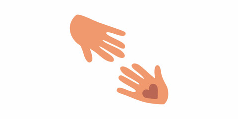 Obraz premium Two hands reaching one with a heart symbol in the palm