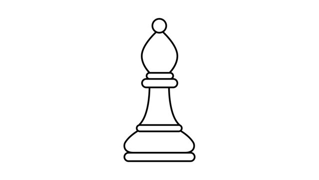 Minimalist black line vector icon of a chess bishop piece isolated on a white background. This clean, scalable outline illustration represents strategy, competition, and classic board game play.