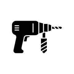 Fototapeta premium Black silhouette of a drill with a drill bit