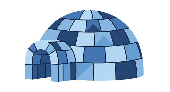 The illustration depicts a serene Arctic scene featuring a large igloo and a smaller one in the background.