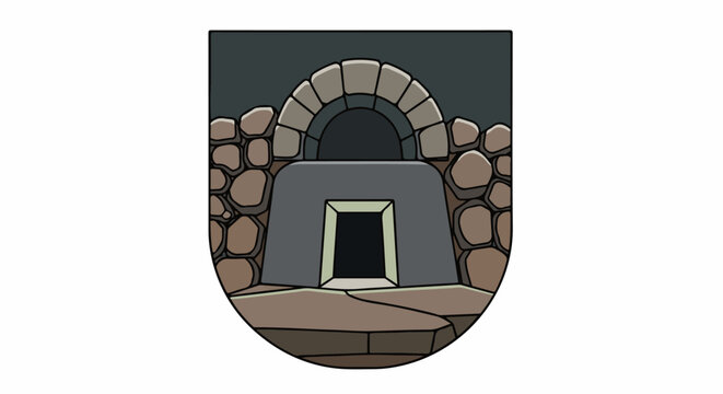Stone entrance and archway in a shield shape