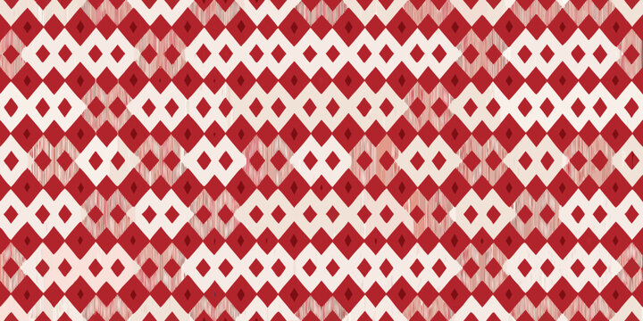 A repeating pattern of red and white diamond shapes fills the frame