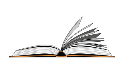 Fototapeta premium Side view of open book with pages turning suggesting reading education and knowledge in a simple vector illustration.