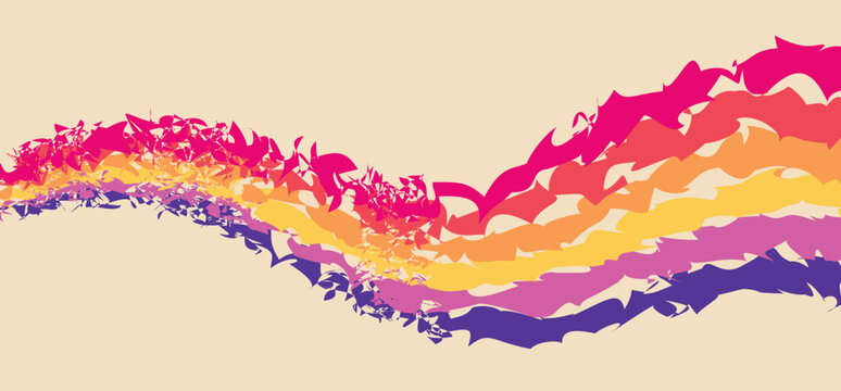 Colorful Textured Brushstroke Flow on Cream Background
