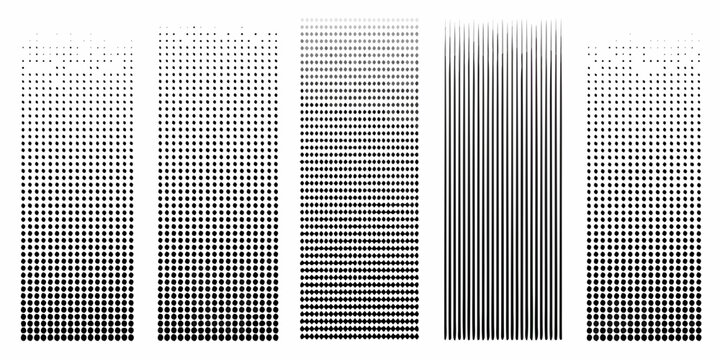 Graduated dot patterns and vertical lines on a white background